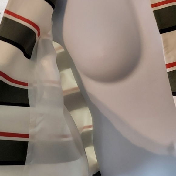 NWT Nine West Striped Blazer - Olive, White, Coral ~sz 16 - Picture 3 of 6